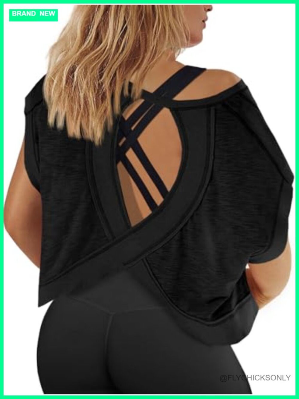 Women's Plus Size Open Back Workout Crop Top Backless Athletic Shirt